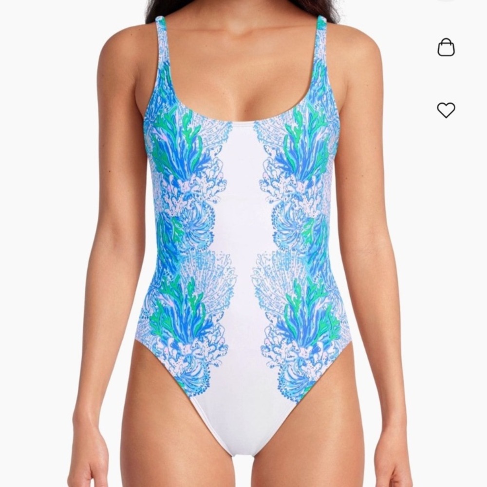NWT Lilly Pulitzer Brin Swimsuit Las Olas Aqua Strong Current Sea Print Size 12